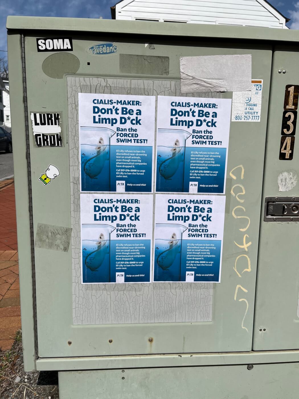 PETA unveiled a new graphic and plastered its provocative message—“Don’t Be a Limp D*ck”—across Eli Lilly Vice President Janine Morris’ neighborhood in Annapolis, Maryland