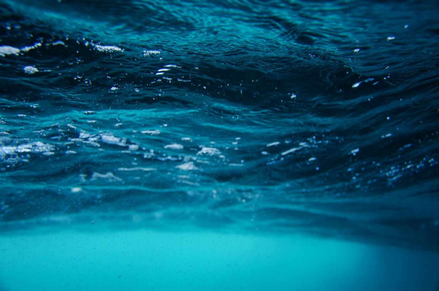 A close up of bright blue water