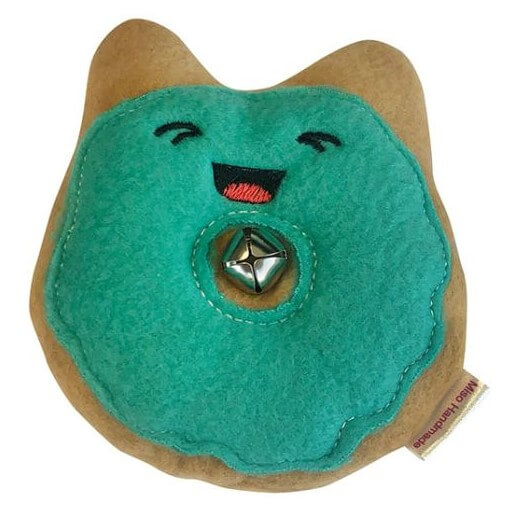 A donut-shaped catnip toy