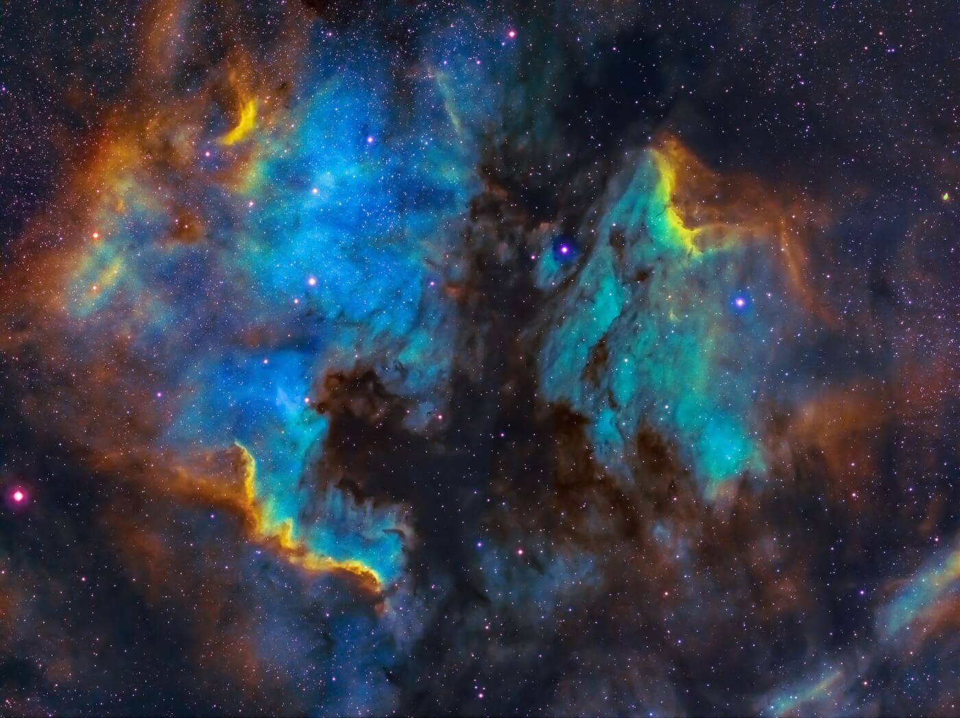 A colorful blue image of space