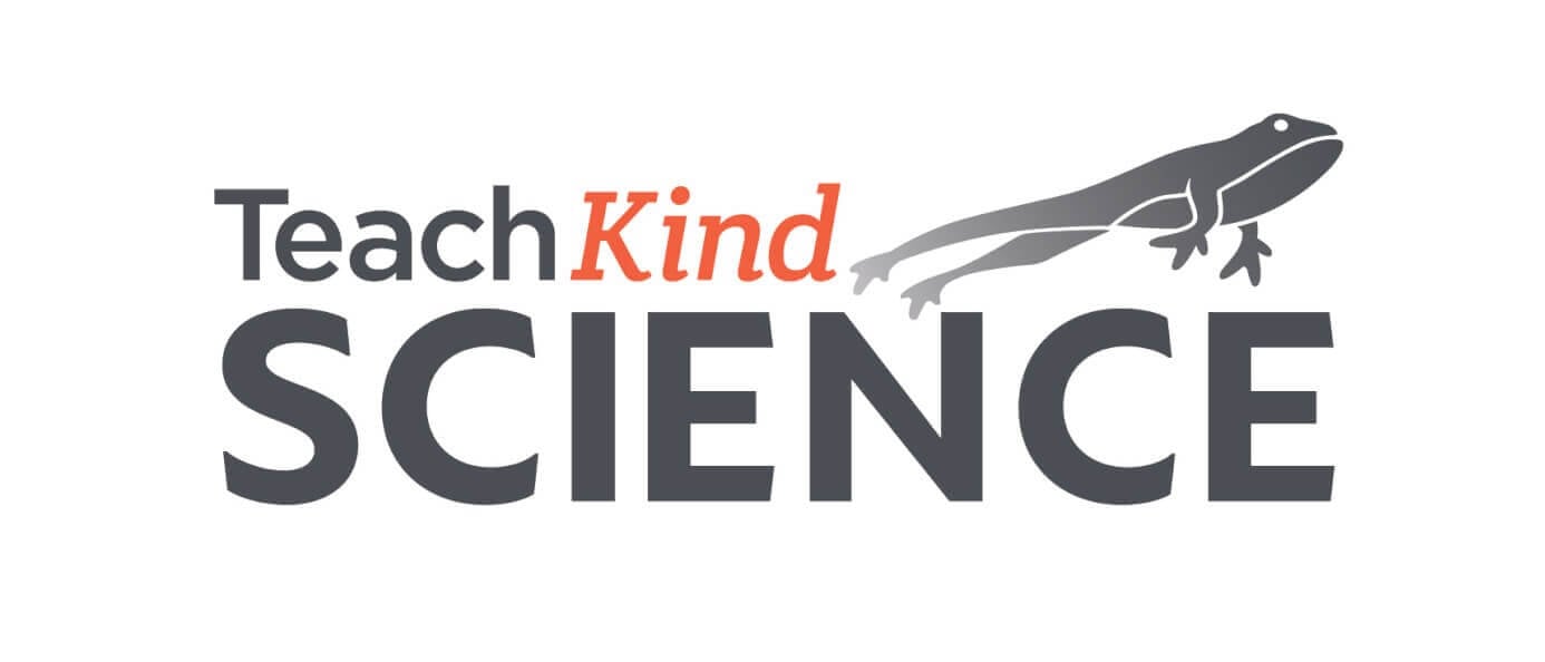TeachKind Science logo. It features a graphic of a leaping frog