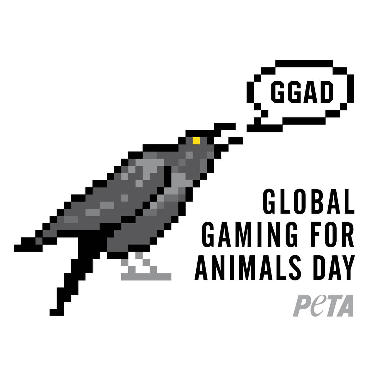 GGAD crow logo peta white Stream for Animals - PETA Headlines
