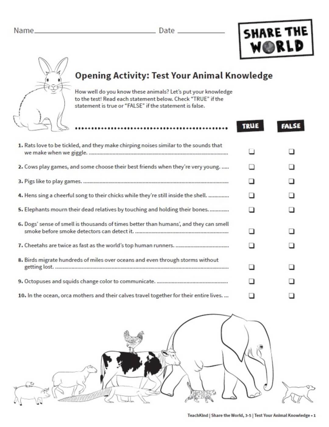 Page 1 of the updated 2024 Worksheets for Share The World 3-5 from TeachKind