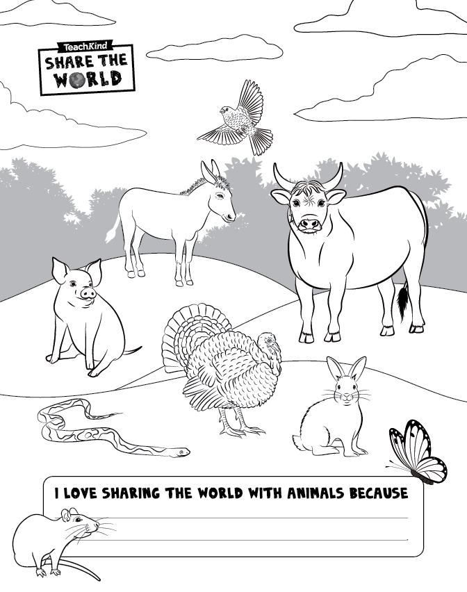 The updated Share The World Coloring Sheet from TeachKind 2024