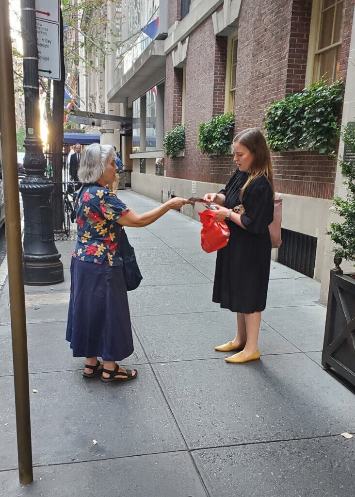 A supporter leafletting