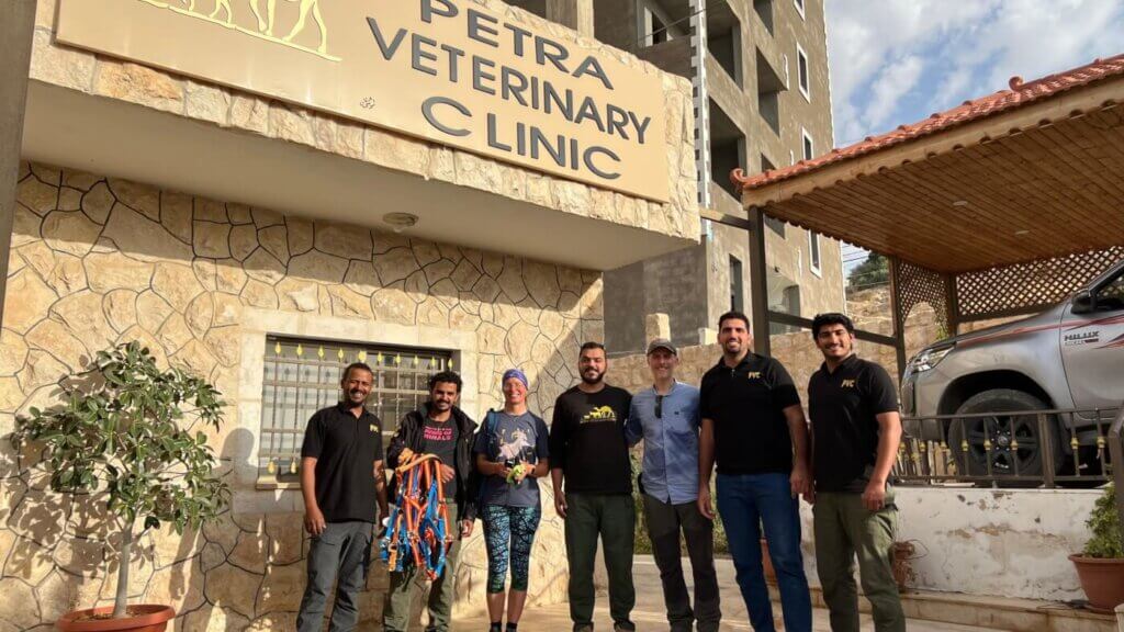 People standing in front of Petra's Vet Clinic