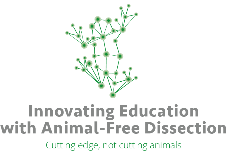 An outline of a digital frog followed by the title Innovating Education with Animal-Free Dissection: Cutting edge, not cutting animals