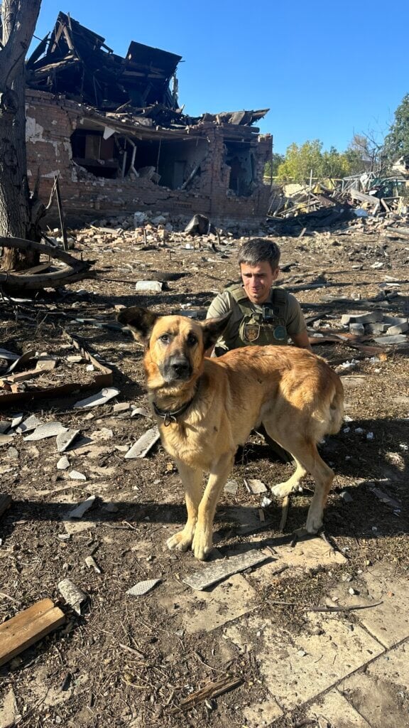 Ruslan with rescued dog