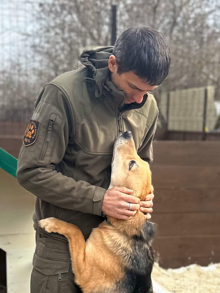 Ruslan with rescued dog